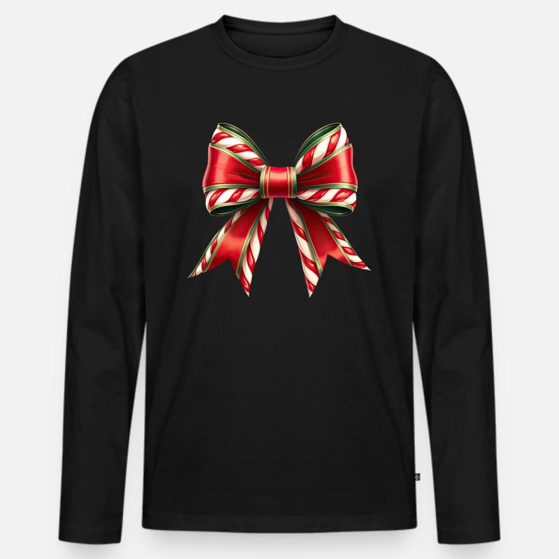 Weihnachtsgeschenk mit Zuckerrohrschleife - Männer Premium Bio Langarmshirt - Schwarz