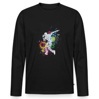 Jupe haut breakdance - T-shirt manches longues Premium bio Homme - noir - Devant - Nico (187cm)