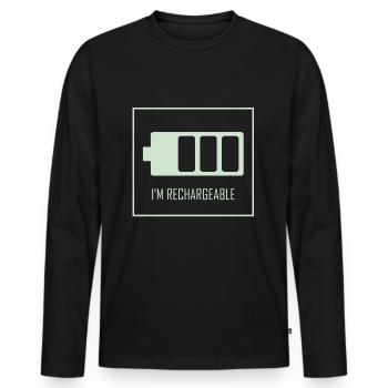 I am rechargeable - Men's Premium Organic Long Sleeve Shirt - black - Front - Nico (187cm)