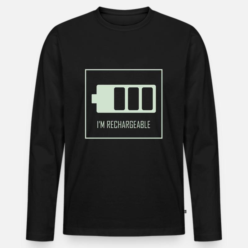 Ich bin aufladbar - Männer Premium Bio Langarmshirt - Schwarz