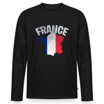 France France Drapeau - T-shirt manches longues Premium bio Homme - noir - Devant - Nico (187cm)