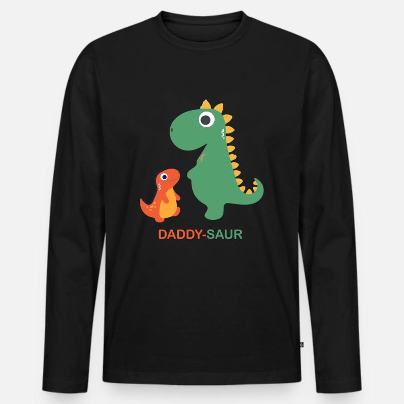 Daddy-Saur - Männer Premium Bio Langarmshirt - Schwarz