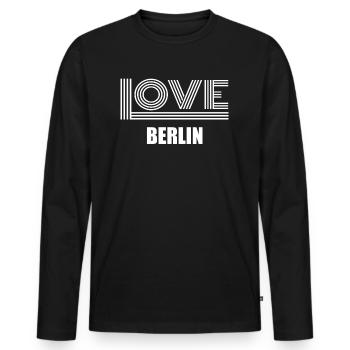 Liebe Berlin Neon Hauptstadt - Männer Premium Bio Langarmshirt - Schwarz - Vorne - Nico (187cm)
