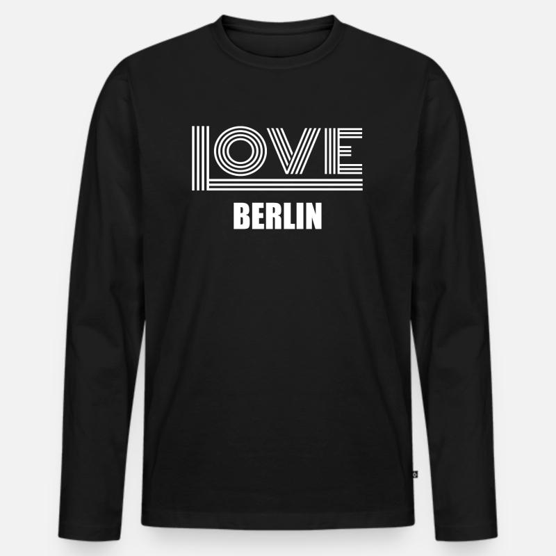 Liebe Berlin Neon Hauptstadt - Männer Premium Bio Langarmshirt - Schwarz