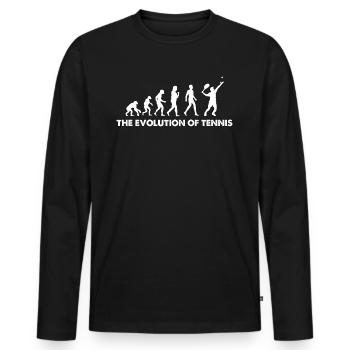 L’évolution du tennis - T-shirt manches longues Premium bio Homme - noir - Devant - Nico (187cm)