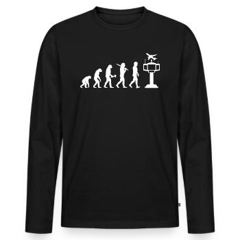 Air Traffic Controller Evolution Tower Pilot Lotse Gift - Men's Premium Organic Long Sleeve Shirt - black - Front - Nico (187cm)