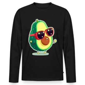 Niedliche Avocado Brille Vegetarier Veganer - Männer Premium Bio Langarmshirt - Schwarz - Vorne - Nico (187cm)