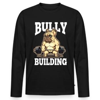 Français Bulldog Frenchie Bodybuilding Dog - T-shirt manches longues Premium bio Homme - noir - Devant - Nico (187cm)