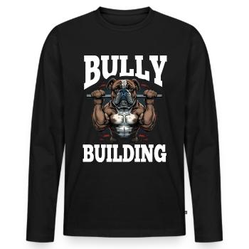 Français Bulldog Frenchie Bodybuilding Dog - T-shirt manches longues Premium bio Homme - noir - Devant - Nico (187cm)