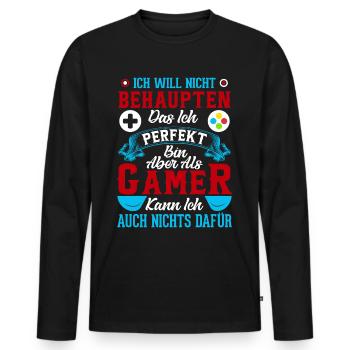 Ich will nicht behaupten das ich perfekt bin, a... - Männer Premium Bio Langarmshirt - Schwarz - Vorne - Nico (187cm)