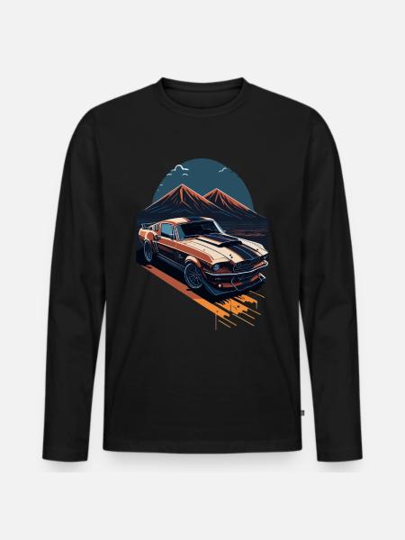 Muscle Car Power - Männer Premium Bio Langarmshirt - Schwarz