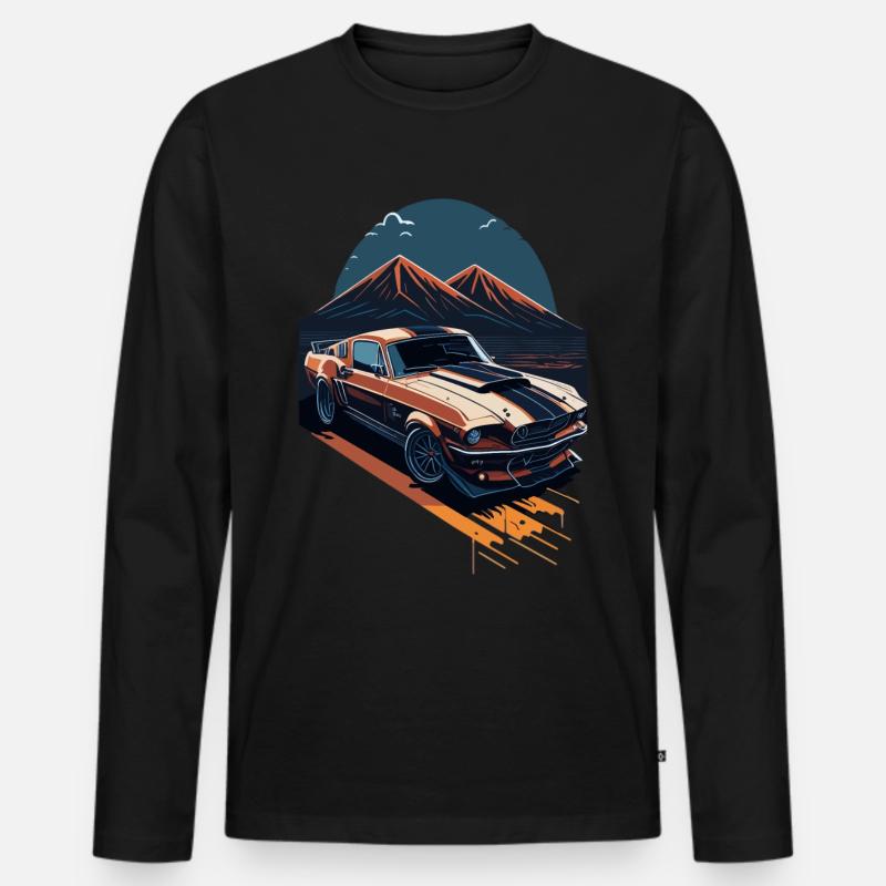 Muscle Car Power - Männer Premium Bio Langarmshirt - Schwarz