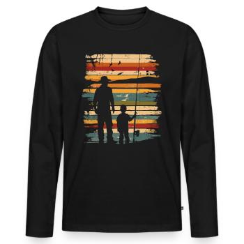 Père et fils Pêche Pêche - T-shirt manches longues Premium bio Homme - noir - Devant - Nico (187cm)