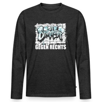 Brandmauer - Gegen Rechts, gegen Hetze - Männer Premium Bio Langarmshirt - Anthrazit meliert - Vorne - Nico (187cm)