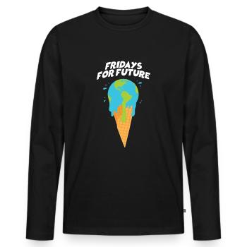 Fridays For Future - Welt als Eiskugel schmilzt - Männer Premium Bio Langarmshirt - Schwarz - Vorne - Nico (187cm)