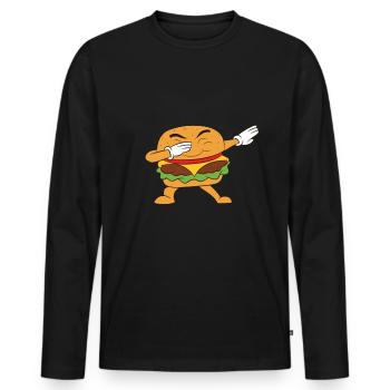 Hamburger - T-shirt manches longues Premium bio Homme - noir - Devant - Nico (187cm)