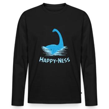 Scotland Monster of Loch Ness Happy-Ness - Men's Premium Organic Long Sleeve Shirt - black - Front - Nico (187cm)