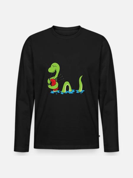 Schottland Ungeheuer Loch Ness Nessie Dudelsack - Männer Premium Bio Langarmshirt - Schwarz