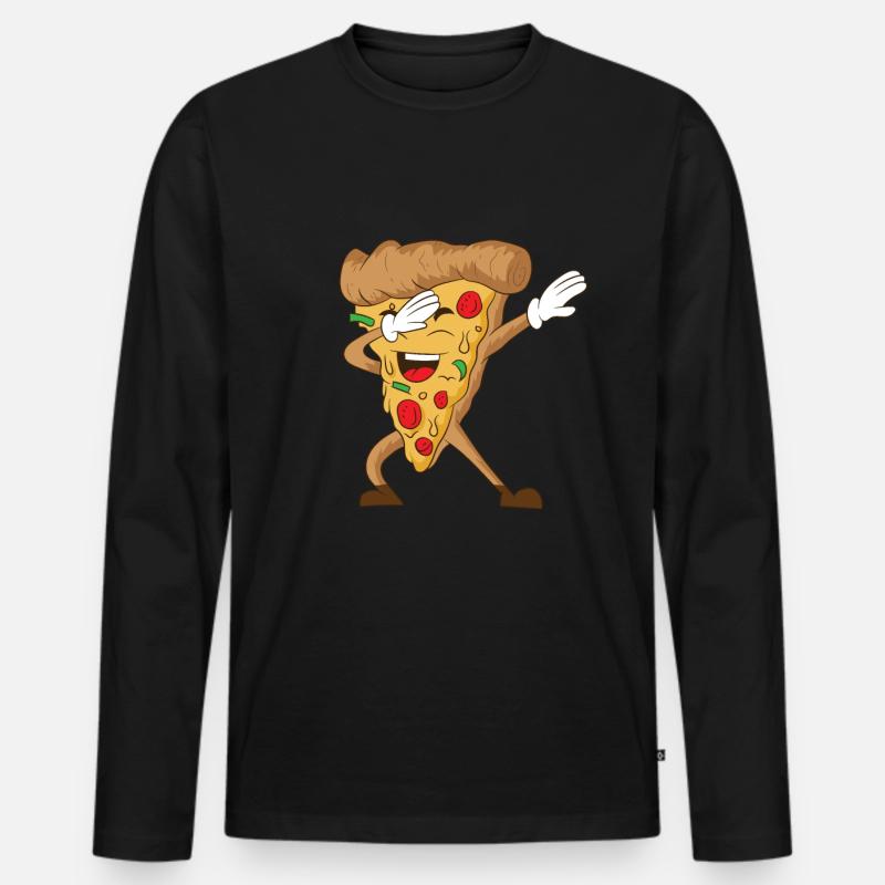 Dabbing Pizza - Männer Premium Bio Langarmshirt - Schwarz