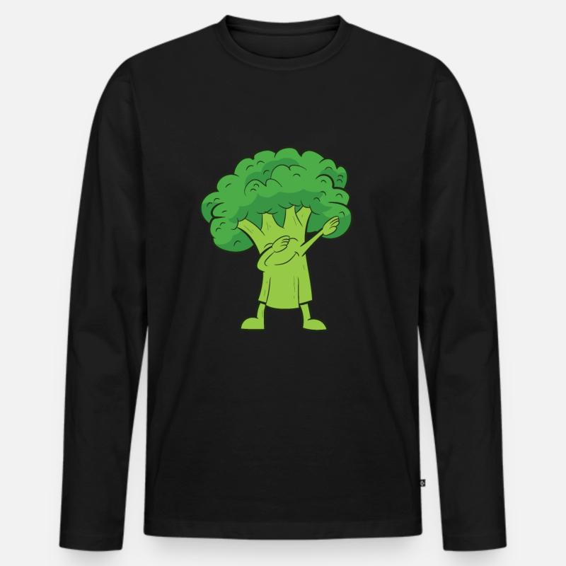 Dabbing Brokkoli, Gemüse, Vegetarisch, - Männer Premium Bio Langarmshirt - Schwarz