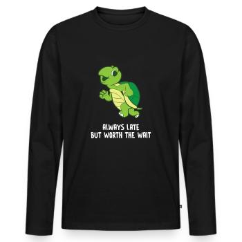 Turtle - Always late but worth the wait - Men's Premium Organic Long Sleeve Shirt - black - Front - Nico (187cm)