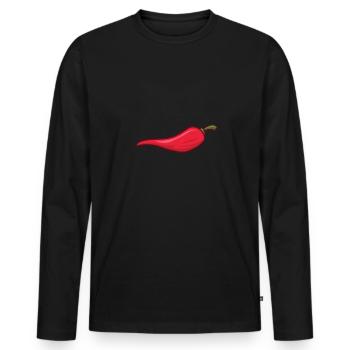 Spicy - Rote Chilischote - Männer Premium Bio Langarmshirt - Schwarz - Vorne - Nico (187cm)