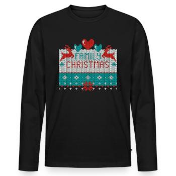 Family Christmas Ugly Christmas Xmas - Men's Premium Organic Long Sleeve Shirt - black - Front - Nico (187cm)