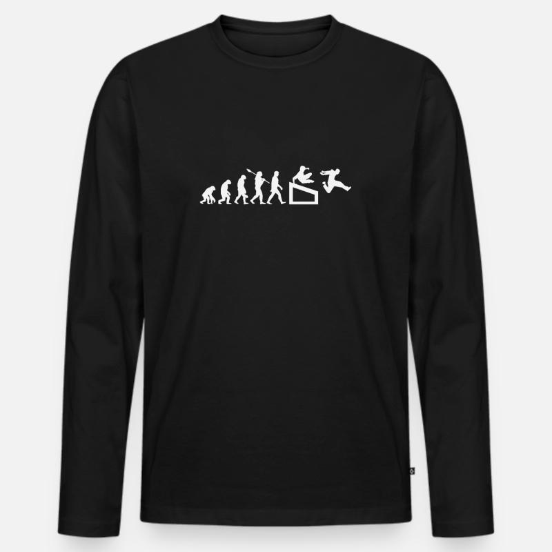 Parkour - Human evolution, Darwin - Men's Premium Organic Long Sleeve Shirt - black