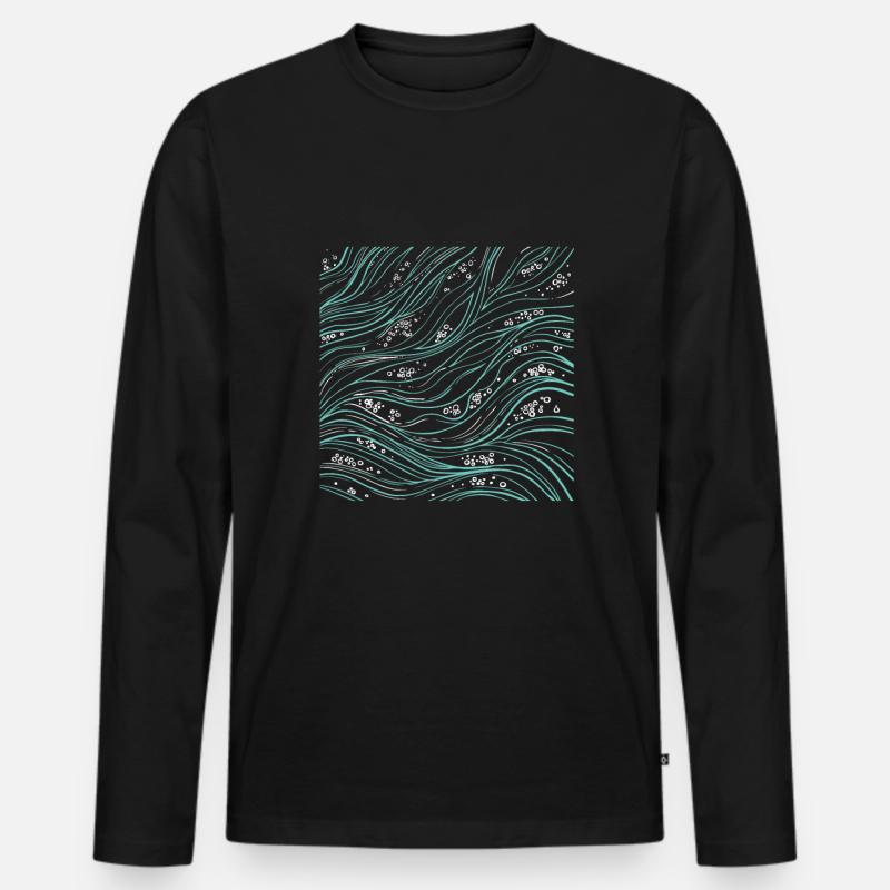 Ozean - Meeresströmung Quadrat - Männer Premium Bio Langarmshirt - Schwarz