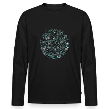 Ozean - Meeresströmung Kreis - Männer Premium Bio Langarmshirt - Schwarz - Vorne - Nico (187cm)