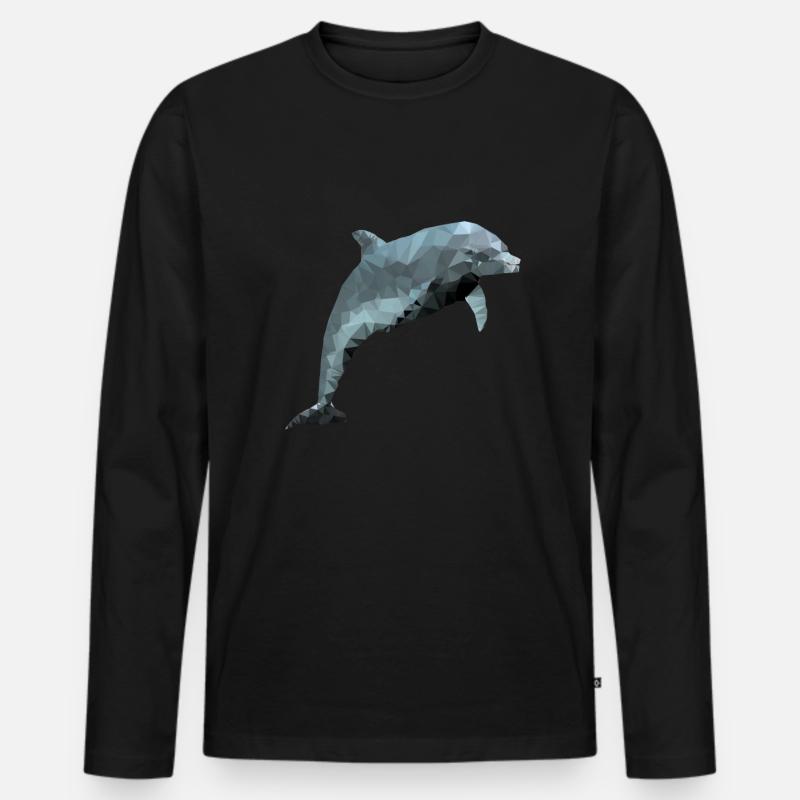 Dolphin - polygon / triangle - Men's Premium Organic Long Sleeve Shirt - black