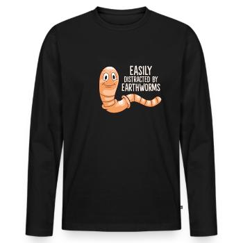 Earthworm - Easily distracted by earthworms - Men's Premium Organic Long Sleeve Shirt - black - Front - Nico (187cm)