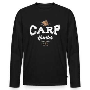 Carp Hunter Karpfenangler Karpfen Angeln Fischen - Männer Premium Bio Langarmshirt - Schwarz - Vorne - Nico (187cm)