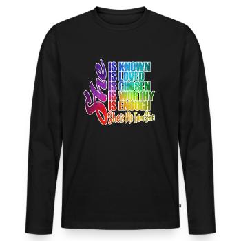 Elle est connue, elle est aimée, elle est assez - T-shirt manches longues Premium bio Homme - noir - Devant - Nico (187cm)