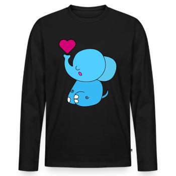 Süsser Elefant mit Herz - Männer Premium Bio Langarmshirt - Schwarz - Vorne - Nico (187cm)