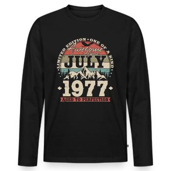 Juli 1977 Jahrgang Vintage Geburtstag Geschenk - Männer Premium Bio Langarmshirt - Schwarz - Vorne - Nico (187cm)