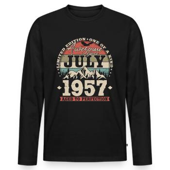 Juli 1957 Jahrgang Vintage Geburtstag Geschenk - Männer Premium Bio Langarmshirt - Schwarz - Vorne - Nico (187cm)