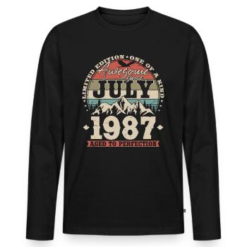 Juli 1987 Jahrgang Vintage Geburtstag Geschenk - Männer Premium Bio Langarmshirt - Schwarz - Vorne - Nico (187cm)