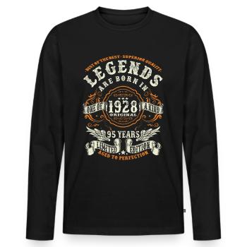 legends are born in 1928 - 95 years old - Men's Premium Organic Long Sleeve Shirt - black - Front - Nico (187cm)