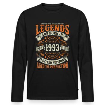 les légendes sont nées en 1993 - T-shirt manches longues Premium bio Homme - noir - Devant - Nico (187cm)