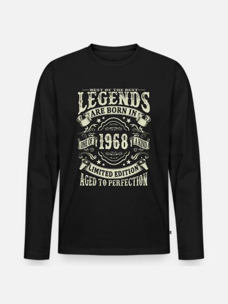 Legenden geboren 1968 - Männer Premium Bio Langarmshirt - Schwarz
