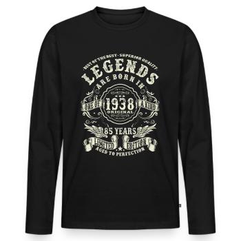 legends born in 1938 - 85 years old - Men's Premium Organic Long Sleeve Shirt - black - Front - Nico (187cm)