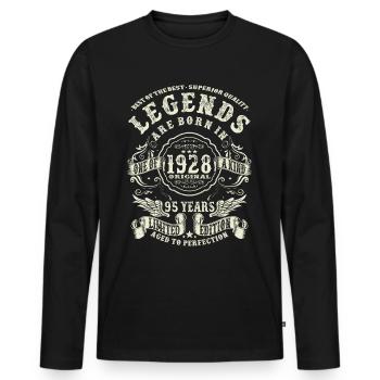 legends born in 1928 - 95 years old - Men's Premium Organic Long Sleeve Shirt - black - Front - Nico (187cm)