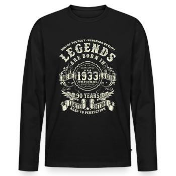 légendes nées en 1933 - 90 ans - T-shirt manches longues Premium bio Homme - noir - Devant - Nico (187cm)