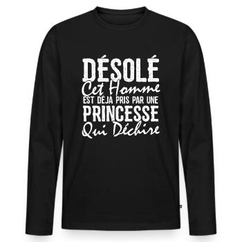 Dieser Mann wird bereits von Prinzessin Tearing gefangen - Männer Premium Bio Langarmshirt - Schwarz - Vorne - Nico (187cm)