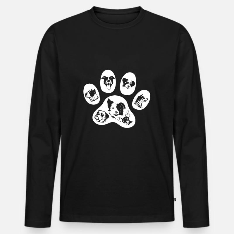 Hunde Pfote -black edition- - Männer Premium Bio Langarmshirt - Schwarz