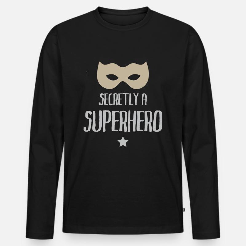 Heimlich ein Superheld - Männer Premium Bio Langarmshirt - Schwarz
