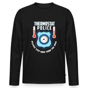 Thermostat Police Father's Day Joke Temperature Dad - Men's Premium Organic Long Sleeve Shirt - black - Front - Nico (187cm)