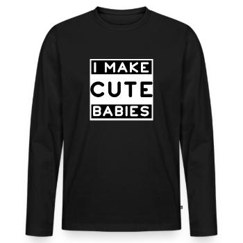 Je fais des bébés mignons - T-shirt manches longues Premium bio Homme - noir - Devant - Nico (187cm)