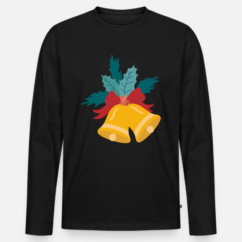 Glocke Weihnachten - Männer Premium Bio Langarmshirt - Schwarz